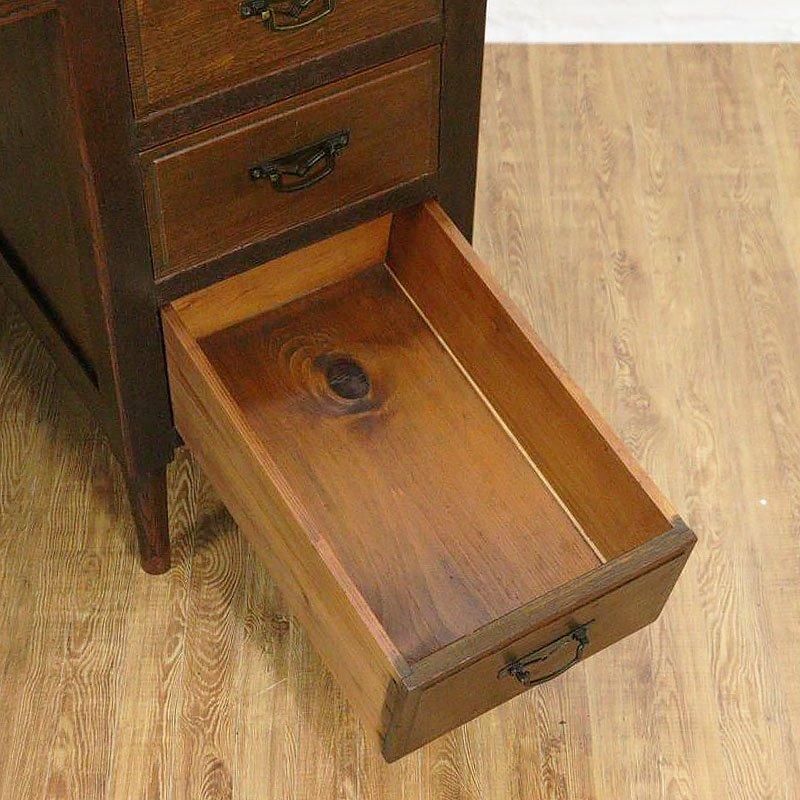 ヴィンテージ ケヤキ材 片袖机 大正昭和の木製デスク