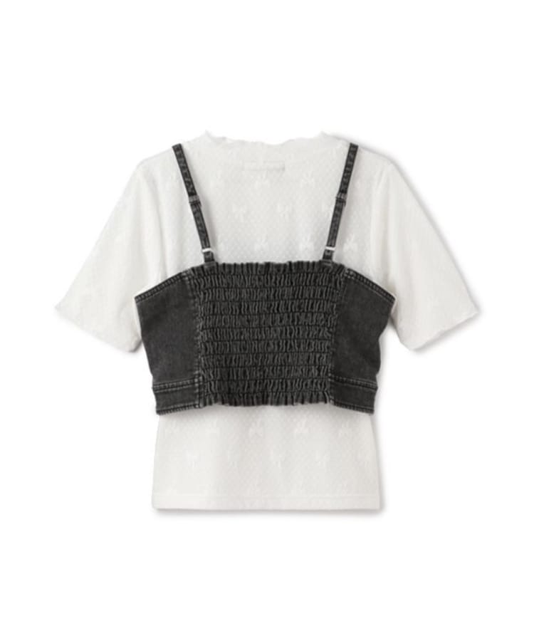 ニコ☆プチ掲載】デニムビスチェ＆レース半袖Tシャツセット（Tシャツ