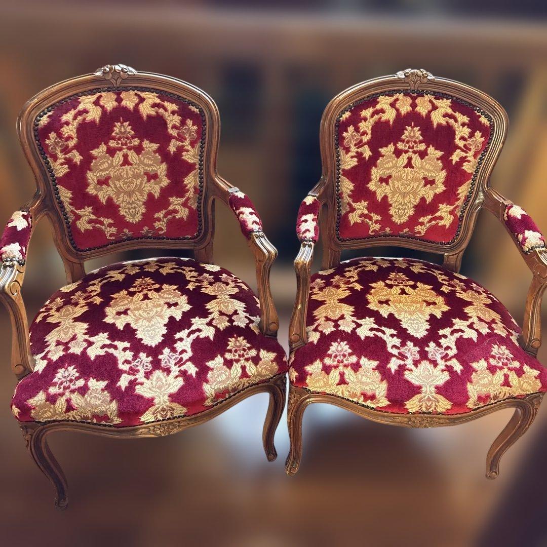 直接引き取り限定　金華山張　椅子2脚セット　ロココ調 直接引き取り限定 金華山張 椅子2脚セット ロココ調│hiai.co.jp