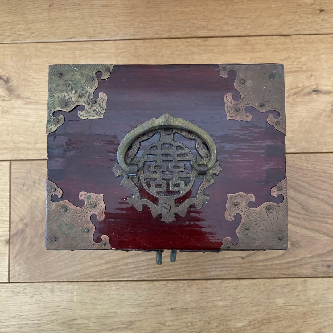 中国 李朝家具 骨董 木製 ジュエリーボックス ミニ箪笥 アンティーク